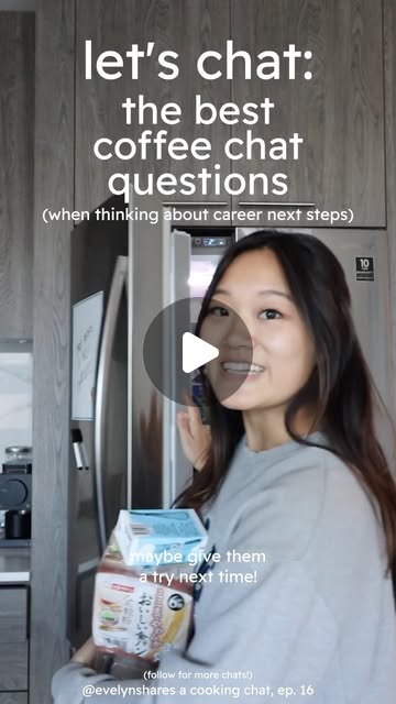 Evelyn sharing her best coffee chat questions while cooking.