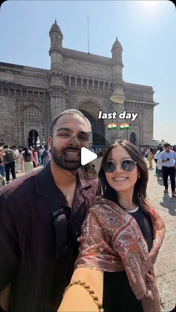 Evelyn in front of the Gateway of India on her final day in Mumbai.